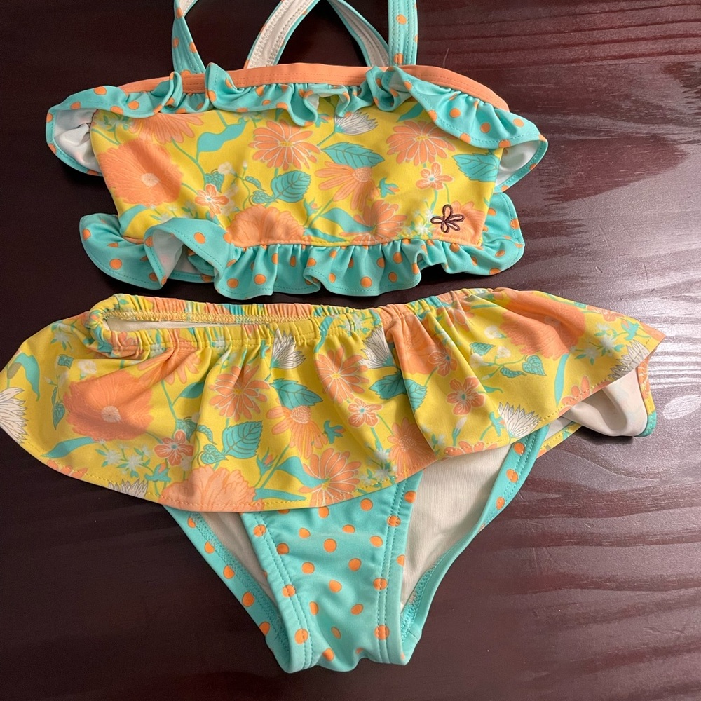 Matilda Jane Orange and Blue Ruffle Bikini Set